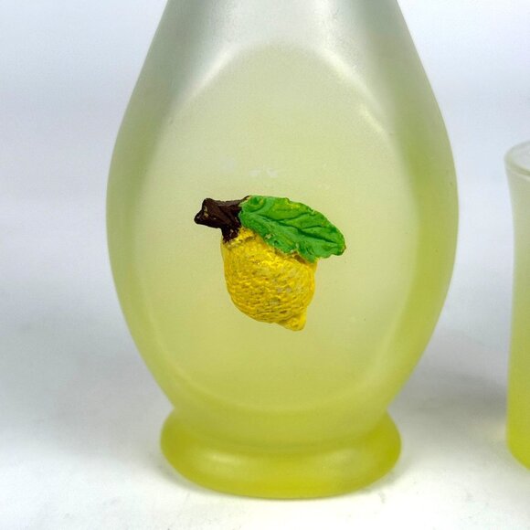 Vintage Limoncello Bottle Shot Glasses 3D Lemons Frosted Yellow 4 Piece Set EUC - Picture 5 of 12